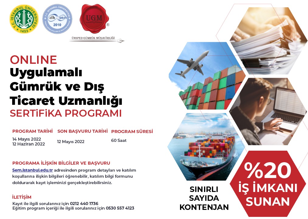 İŞ İMKANI SUNAN ''Online Uygulamalı Gümrük ve Dış Ticaret Uzmanlığı'' Sertifika Programı. 3. DÖNEM